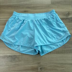 Lululemon Hotty Hot Low-Rise Lined Short 4" Cyan Blue Women Size 10